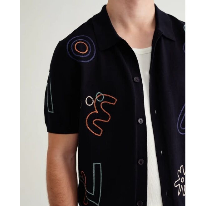 Tellaro Knitted Shirt in Navy/Multi