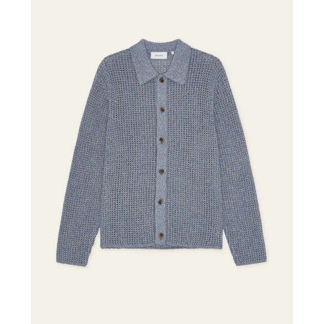 Gerald Knitted Shirt in Dark Navy Denim