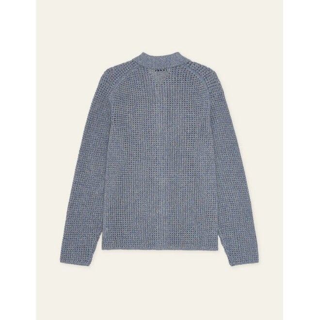 Gerald Knitted Shirt in Dark Navy Denim