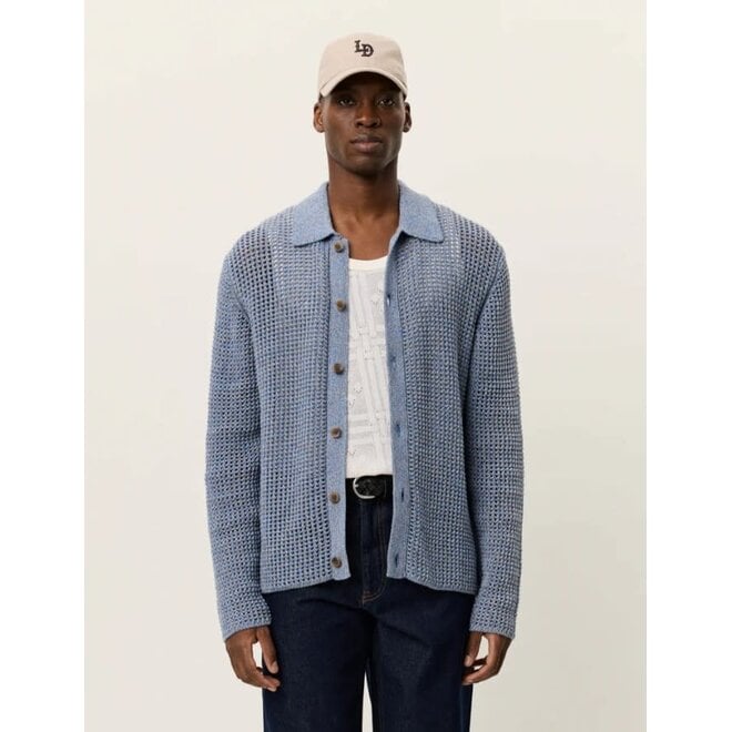 Gerald Knitted Shirt in Dark Navy Denim