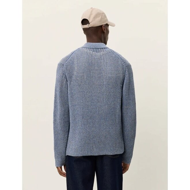 Gerald Knitted Shirt in Dark Navy Denim