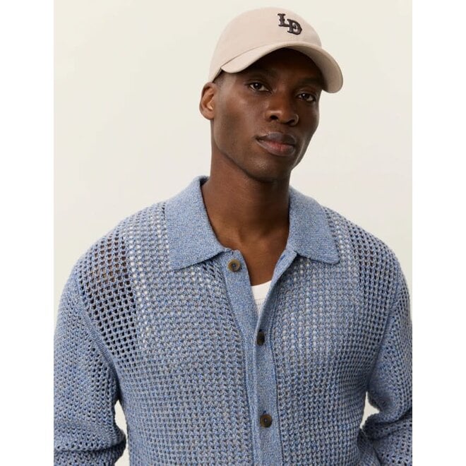 Gerald Knitted Shirt in Dark Navy Denim