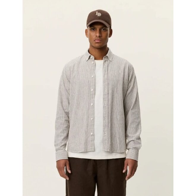 Konrad Stripe Shirt in Teak Brown