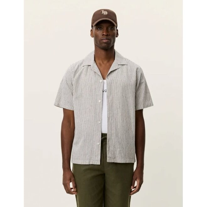 Lukas Stripe Shirt in Teak Brown