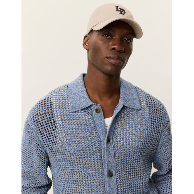 Gerald Knitted Shirt in Dark Navy Denim