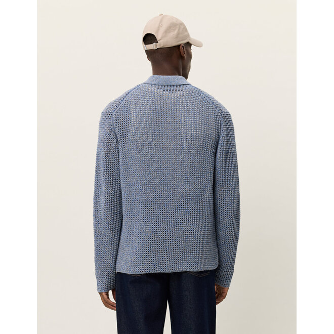 Gerald Knitted Shirt in Dark Navy Denim