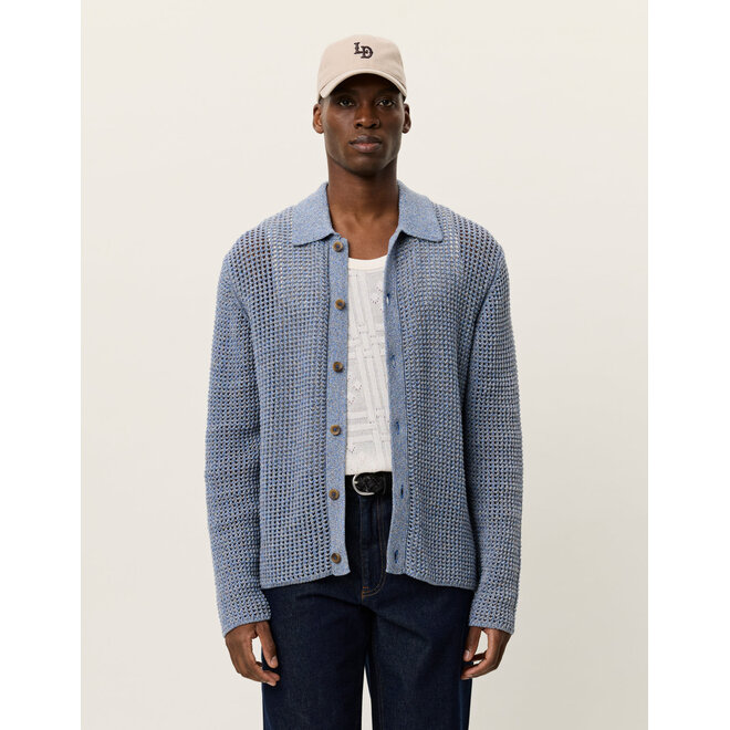 Gerald Knitted Shirt in Dark Navy Denim