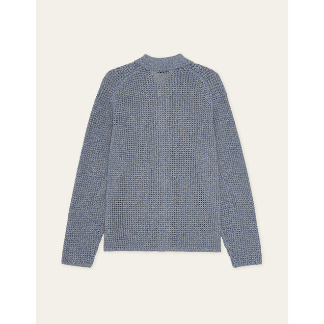 Gerald Knitted Shirt in Dark Navy Denim