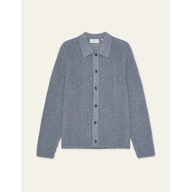 Gerald Knitted Shirt in Dark Navy Denim