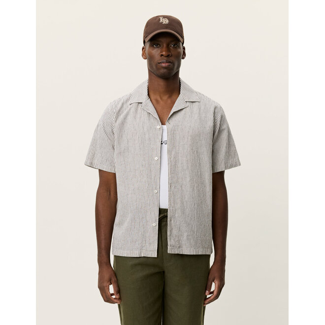 Lukas Stripe Shirt in Teak Brown