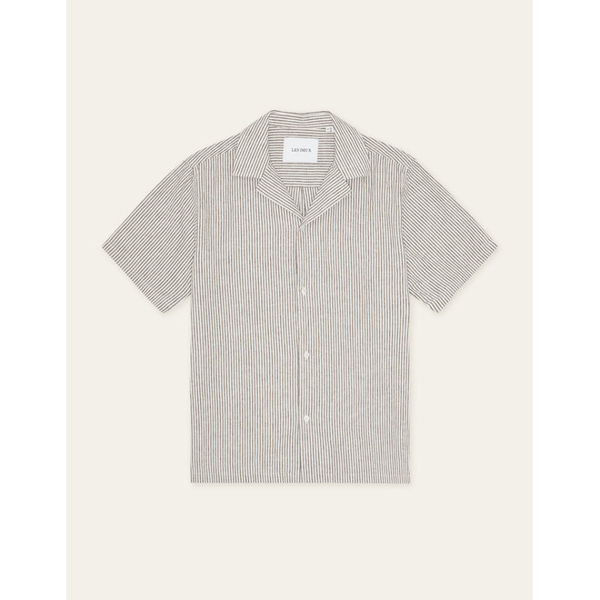 Lukas Stripe Shirt in Teak Brown