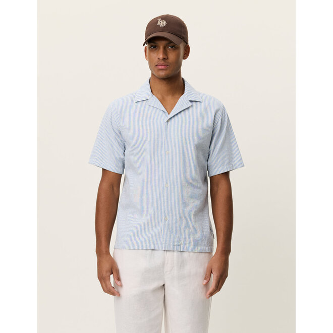 Lukas Stripe Shirt in Allure Blue