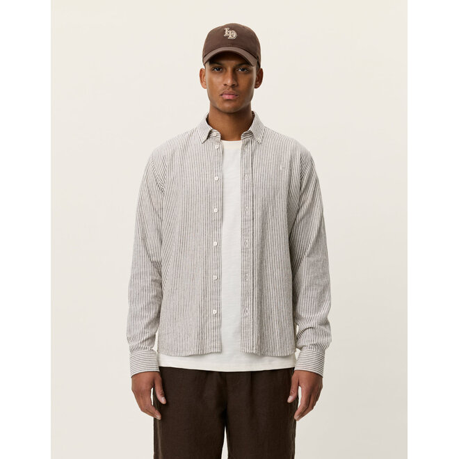 Konrad Stripe Shirt in Teak Brown