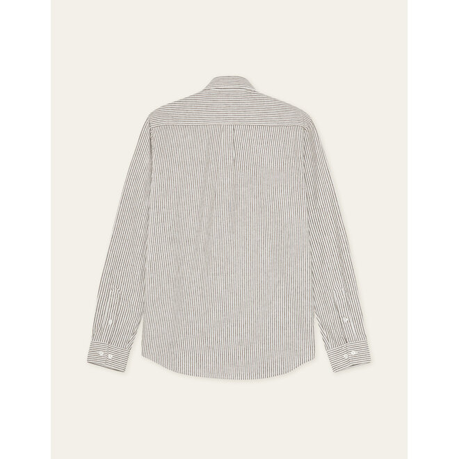 Konrad Stripe Shirt in Teak Brown