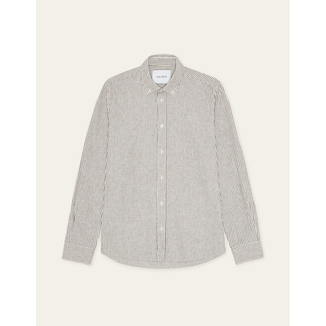 Konrad Stripe Shirt in Teak Brown