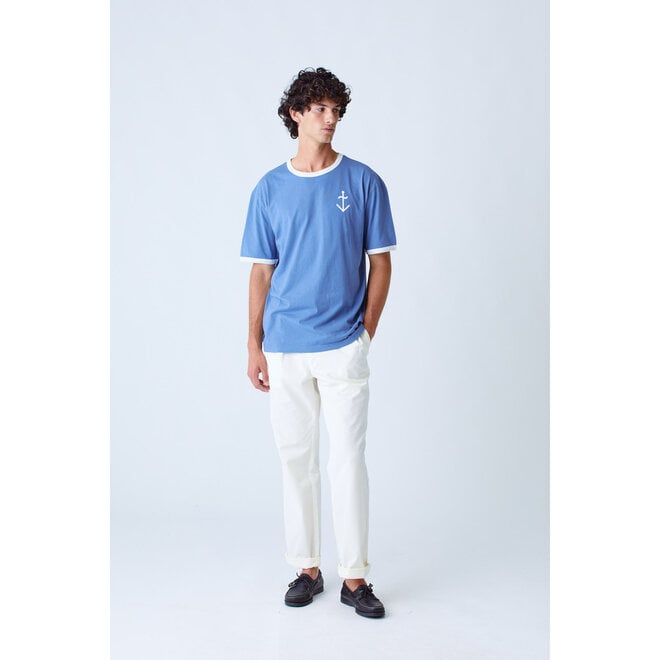 Meneres T-Shirt in Indigo/Off-White