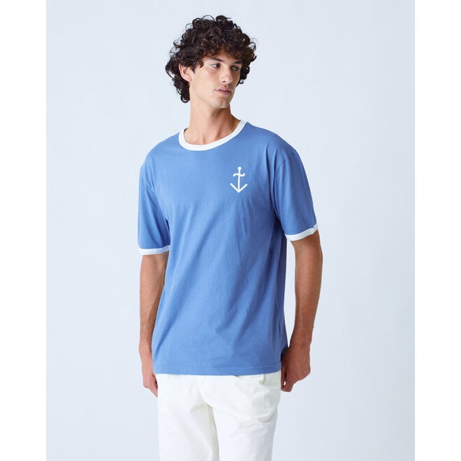 Meneres T-Shirt in Indigo/Off-White