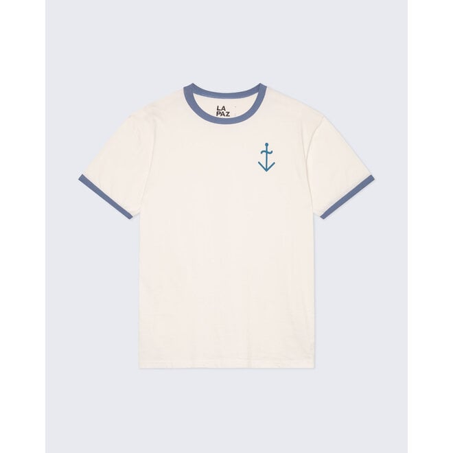 Meneres T-Shirt in Off-White/Indigo