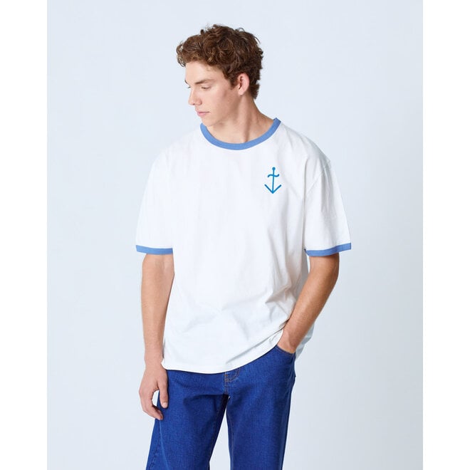 Meneres T-Shirt in Off-White/Indigo