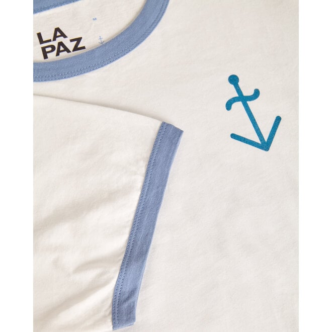 Meneres T-Shirt in Off-White/Indigo