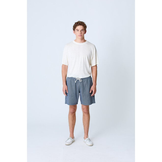 Formigal Baby Cord Beach Shorts in Dark Navy Stripes