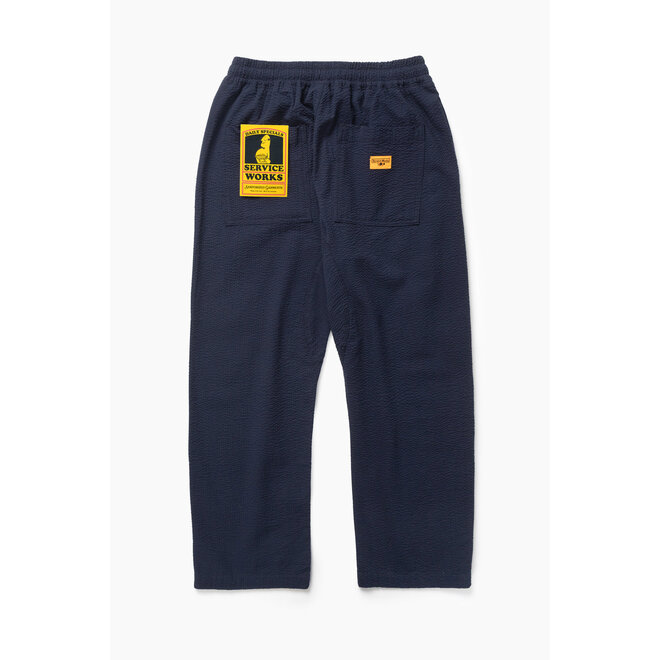 Seersucker Chef Pants in Dark Navy
