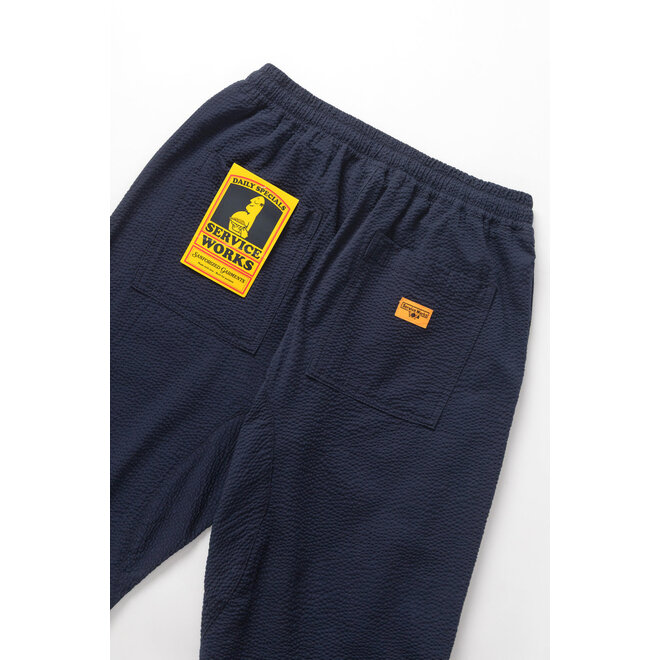 Seersucker Chef Pants in Dark Navy