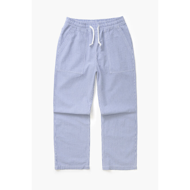 Seersucker Chef Pants in Navy Stripes