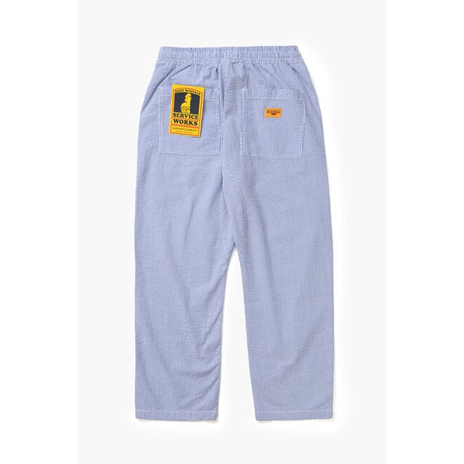 Seersucker Chef Pants in Navy Stripes