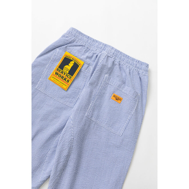 Seersucker Chef Pants in Navy Stripes