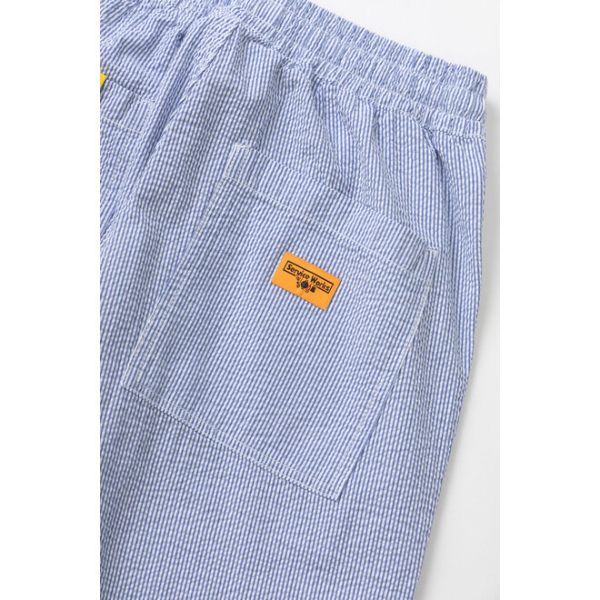 Seersucker Chef Pants in Navy Stripes