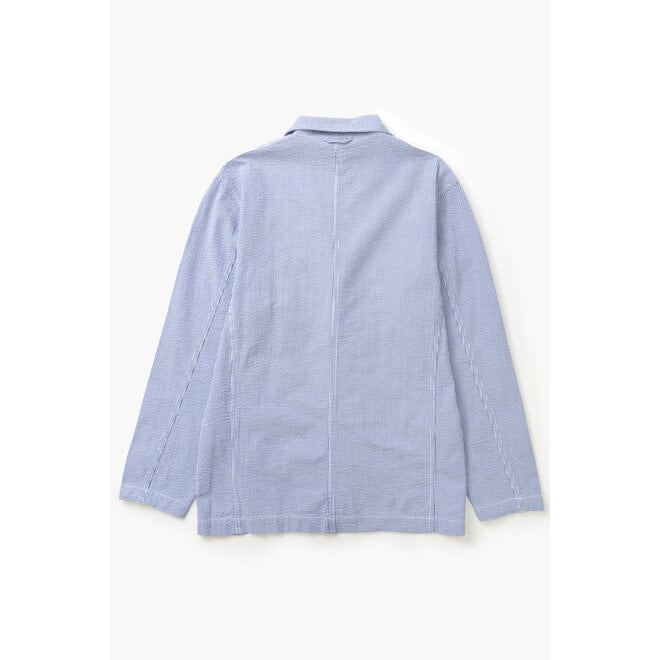 Seersucker Server Suit Jacket in Navy Stripes