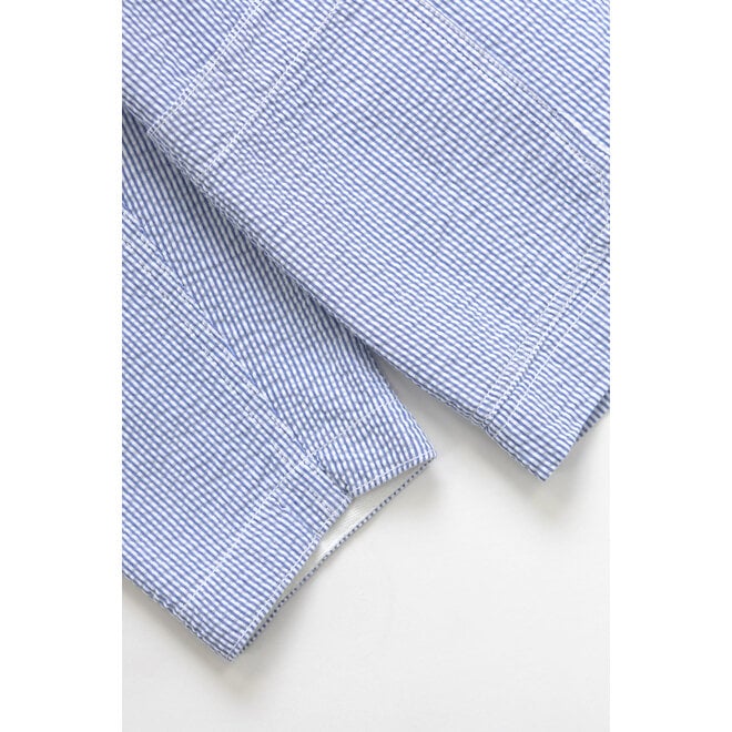 Seersucker Server Suit Jacket in Navy Stripes