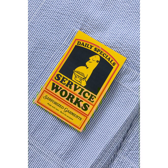 Seersucker Server Suit Jacket in Navy Stripes