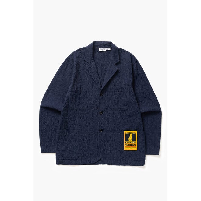 Seersucker Server Suit Jacket in Dark Navy