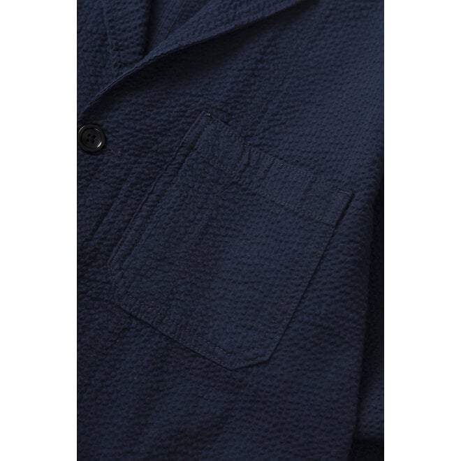 Seersucker Server Suit Jacket in Dark Navy