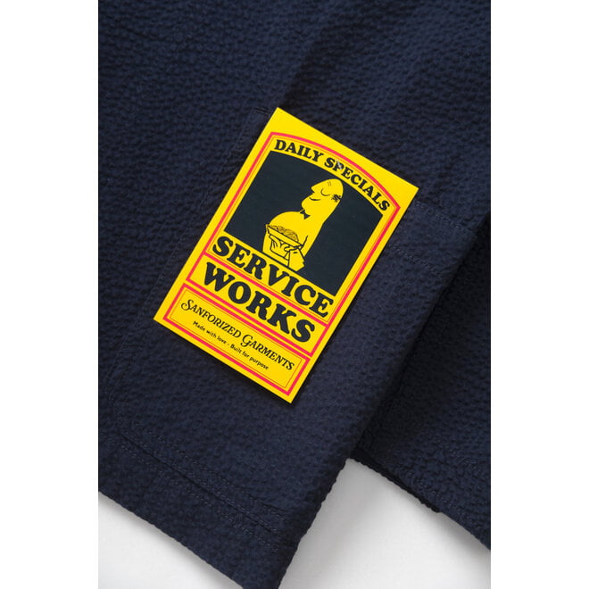 Seersucker Server Suit Jacket in Dark Navy
