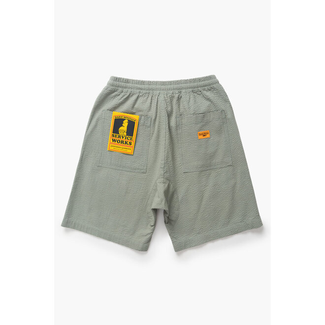 Seersucker Chef Shorts in Sage