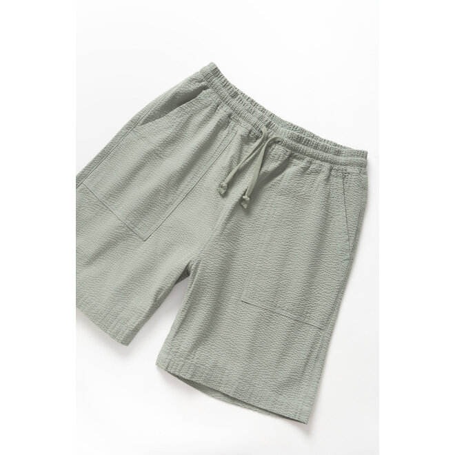 Seersucker Chef Shorts in Sage