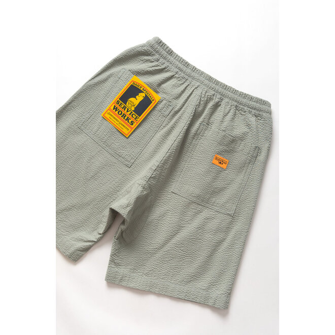 Seersucker Chef Shorts in Sage