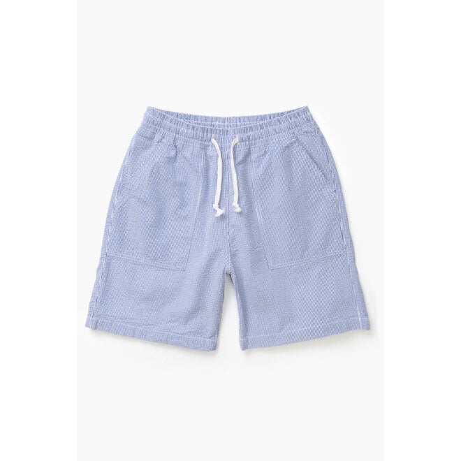 Seersucker Chef Shorts in Navy Stripes