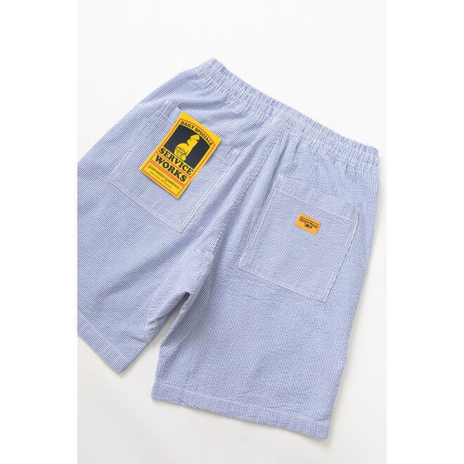 Seersucker Chef Shorts in Navy Stripes