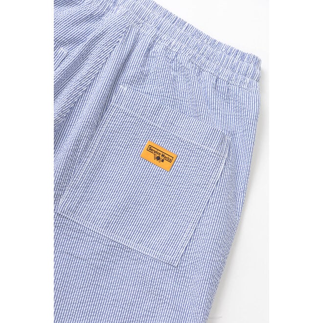 Seersucker Chef Shorts in Navy Stripes