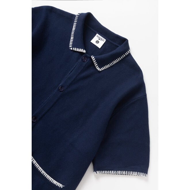 Blanket Stitch Knit in Navy