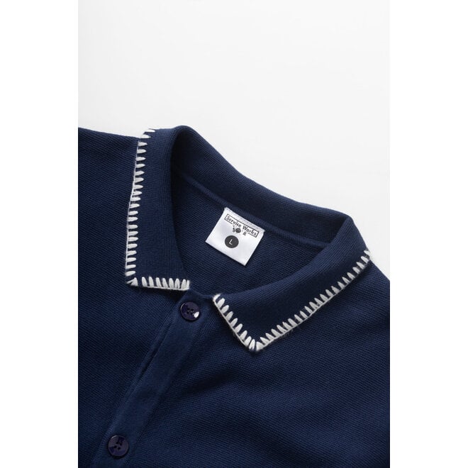 Blanket Stitch Knit in Navy