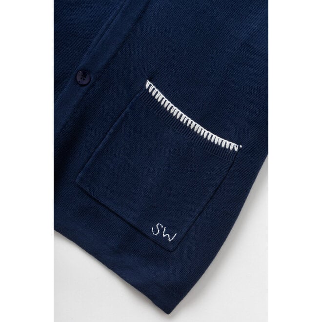Blanket Stitch Knit in Navy