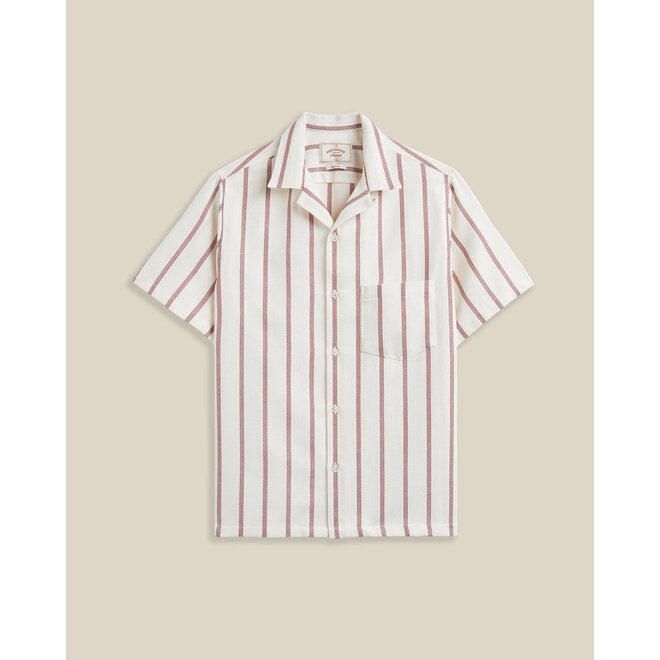 Pique Stripe Vacation Shirt in Bordeaux
