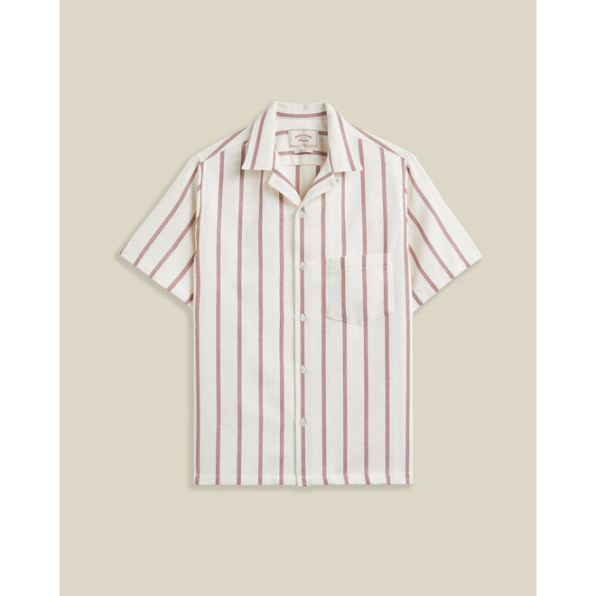 Pique Stripe Vacation Shirt in Bordeaux