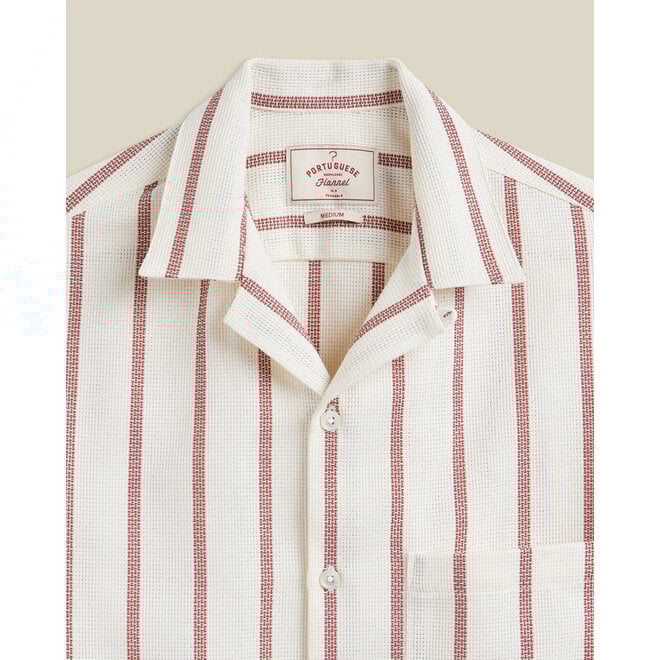 Pique Stripe Vacation Shirt in Bordeaux