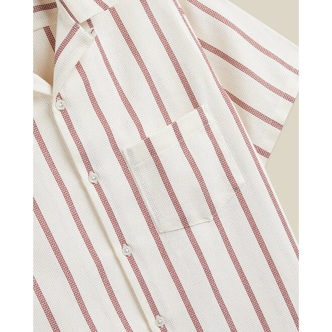 Pique Stripe Vacation Shirt in Bordeaux